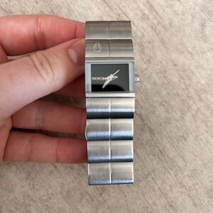 Nixon Silver Stainless Bracelet Watch with Black Dial